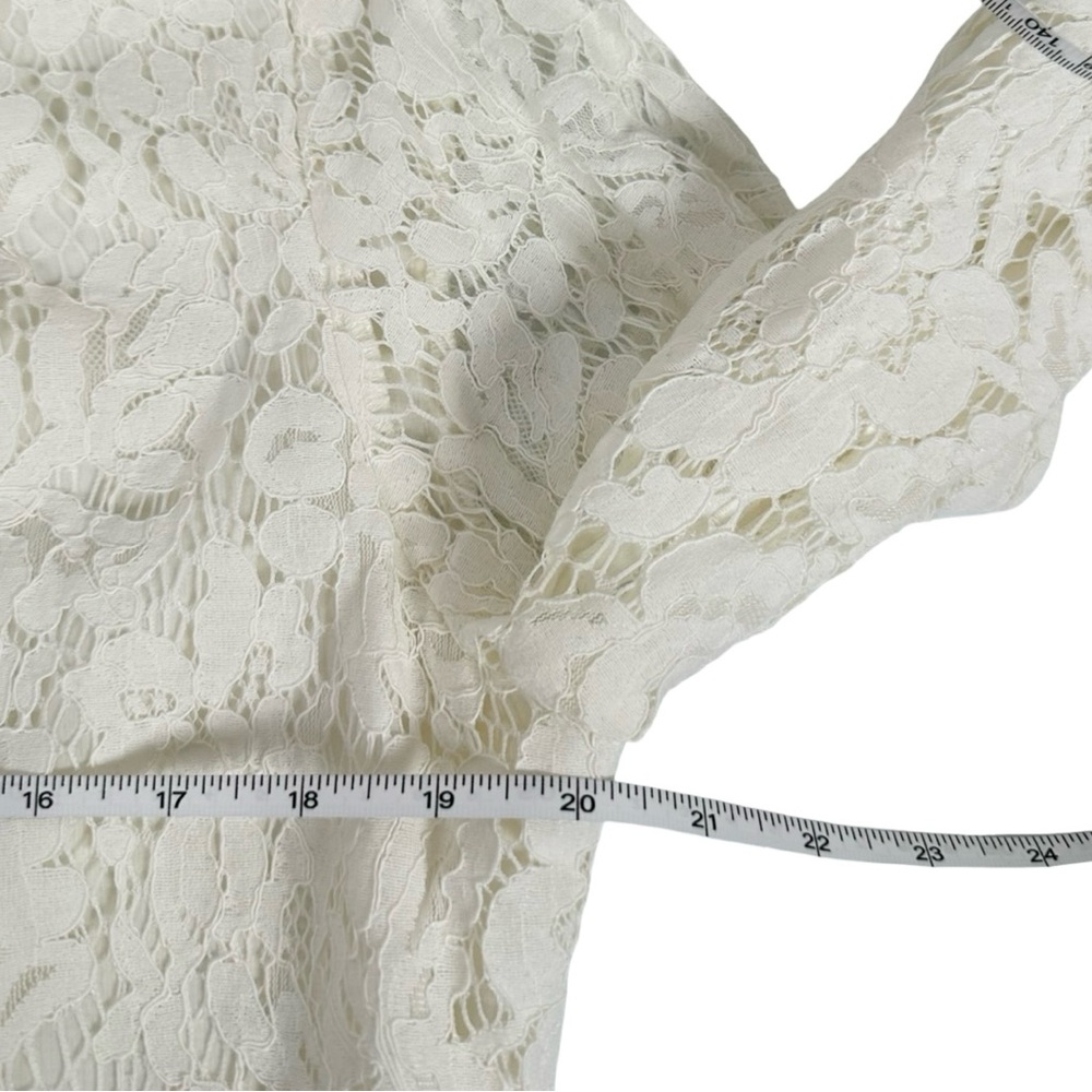 Lauren Ralph Lauren White Lace Long Sleeve Pleated Cuff Blouse Women’s Size 12 - Picture 6 of 6